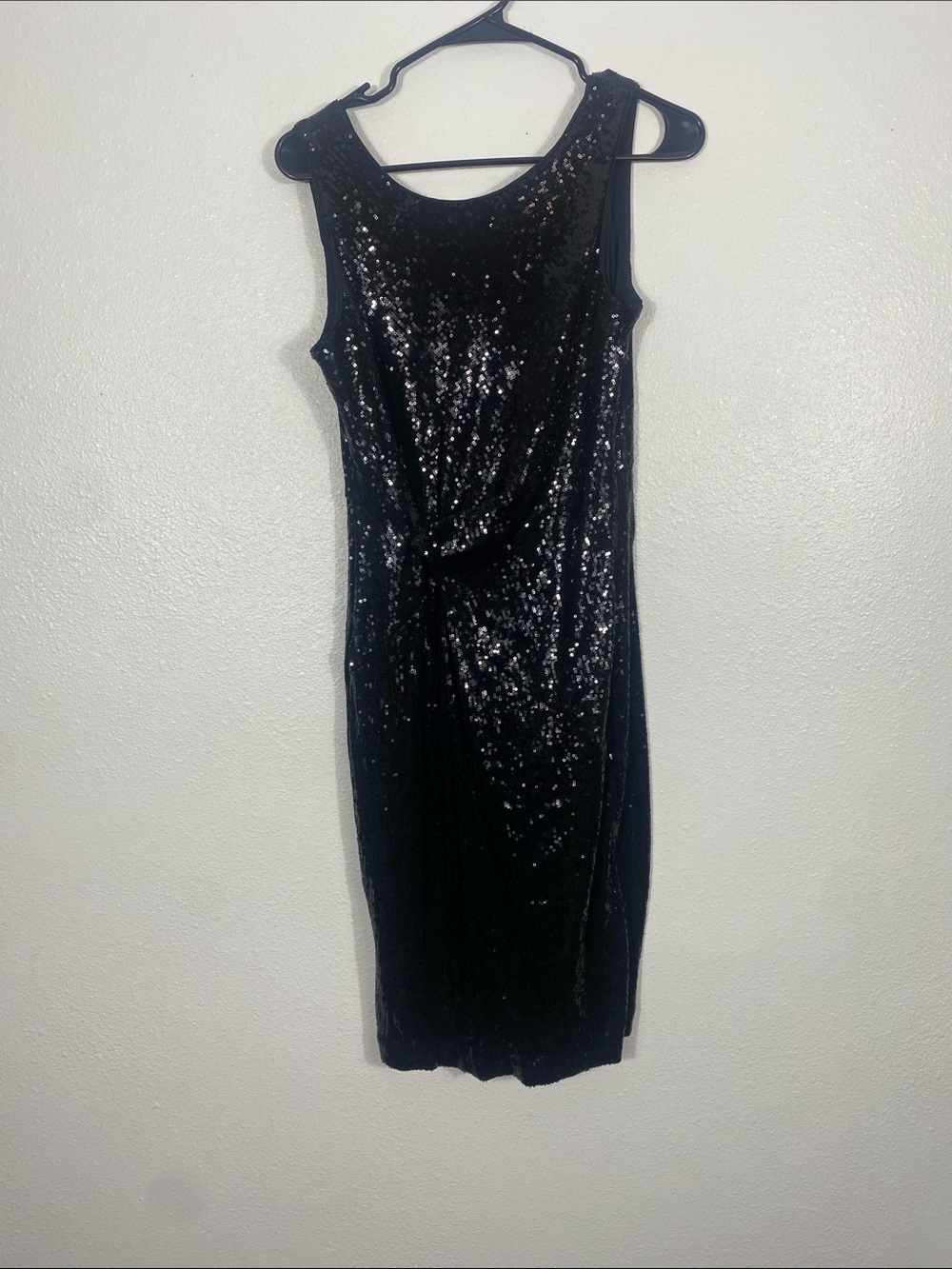 Taylor Black Sequin Twist-Detail Midi Dress Size 4 - Picture 2 of 16